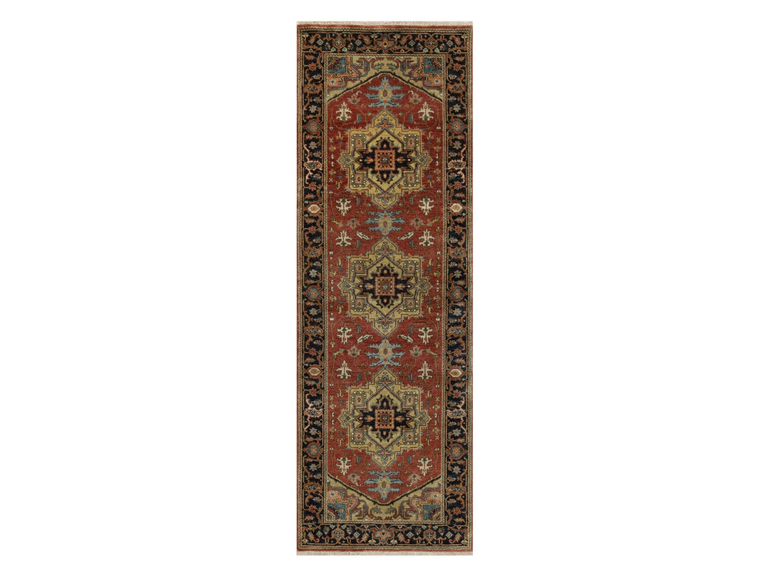 2'7" x 7'10" New Hand Knotted Red Wool Runner Oriental Rug - MOA10291246