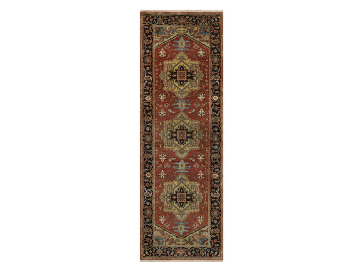 2'7" x 7'10" New Hand Knotted Red Wool Runner Oriental Rug - MOA10291246