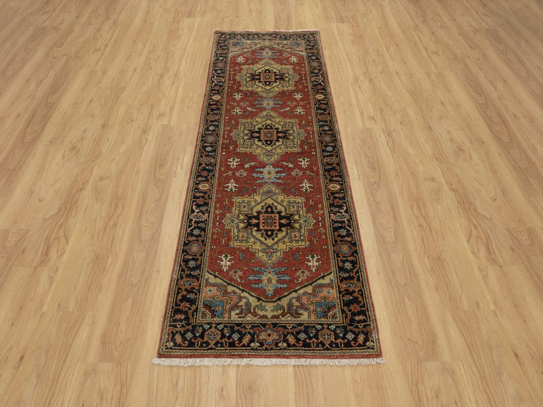 2'7" x 7'10" New Hand Knotted Red Wool Runner Oriental Rug - MOA10291246