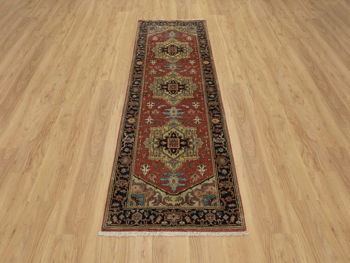2'7" x 7'10" New Hand Knotted Red Wool Runner Oriental Rug - MOA10291246
