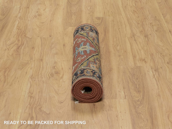 2'7" x 7'10" New Hand Knotted Red Wool Runner Oriental Rug - MOA10291246