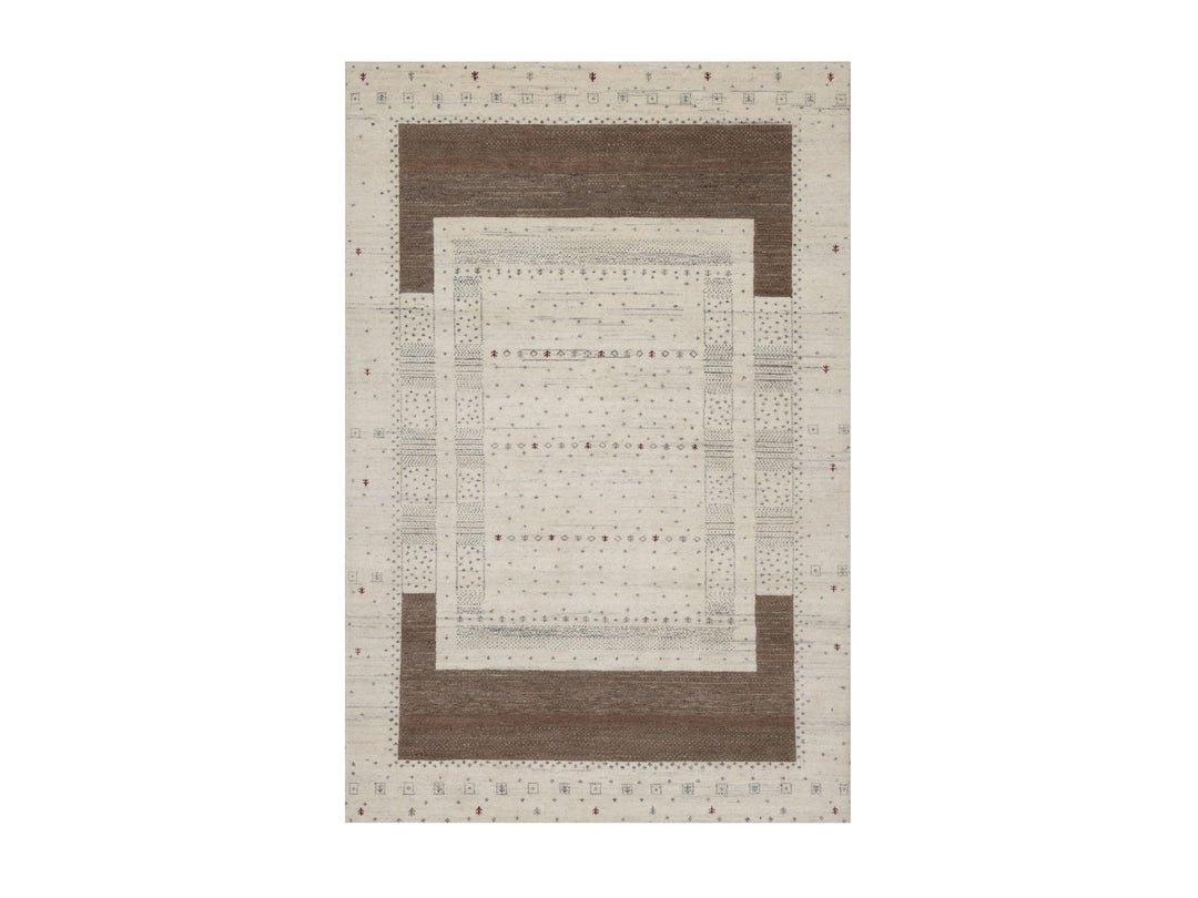 5'0" x 7'11" New Hand Knotted Ivory Wool Rectangle Oriental Rug - MOA10291248