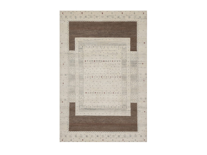 5'0" x 7'11" New Hand Knotted Ivory Wool Rectangle Oriental Rug - MOA10291248