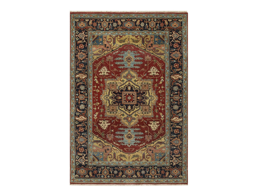 4'3" x 6'2" New Hand Knotted Red Wool Rectangle Oriental Rug - MOA10291249