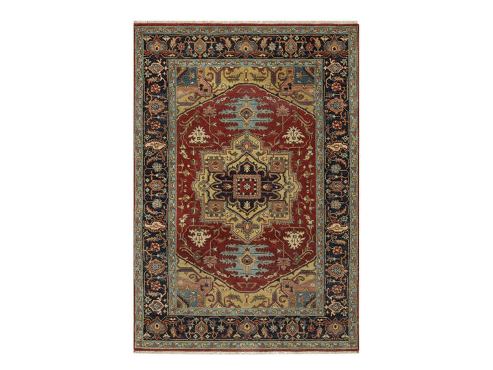 4'3" x 6'2" New Hand Knotted Red Wool Rectangle Oriental Rug - MOA10291249