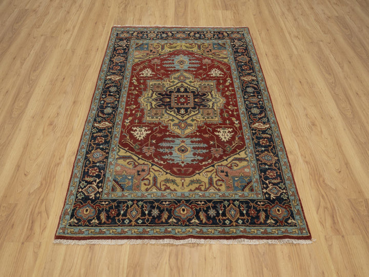 4'3" x 6'2" New Hand Knotted Red Wool Rectangle Oriental Rug - MOA10291249