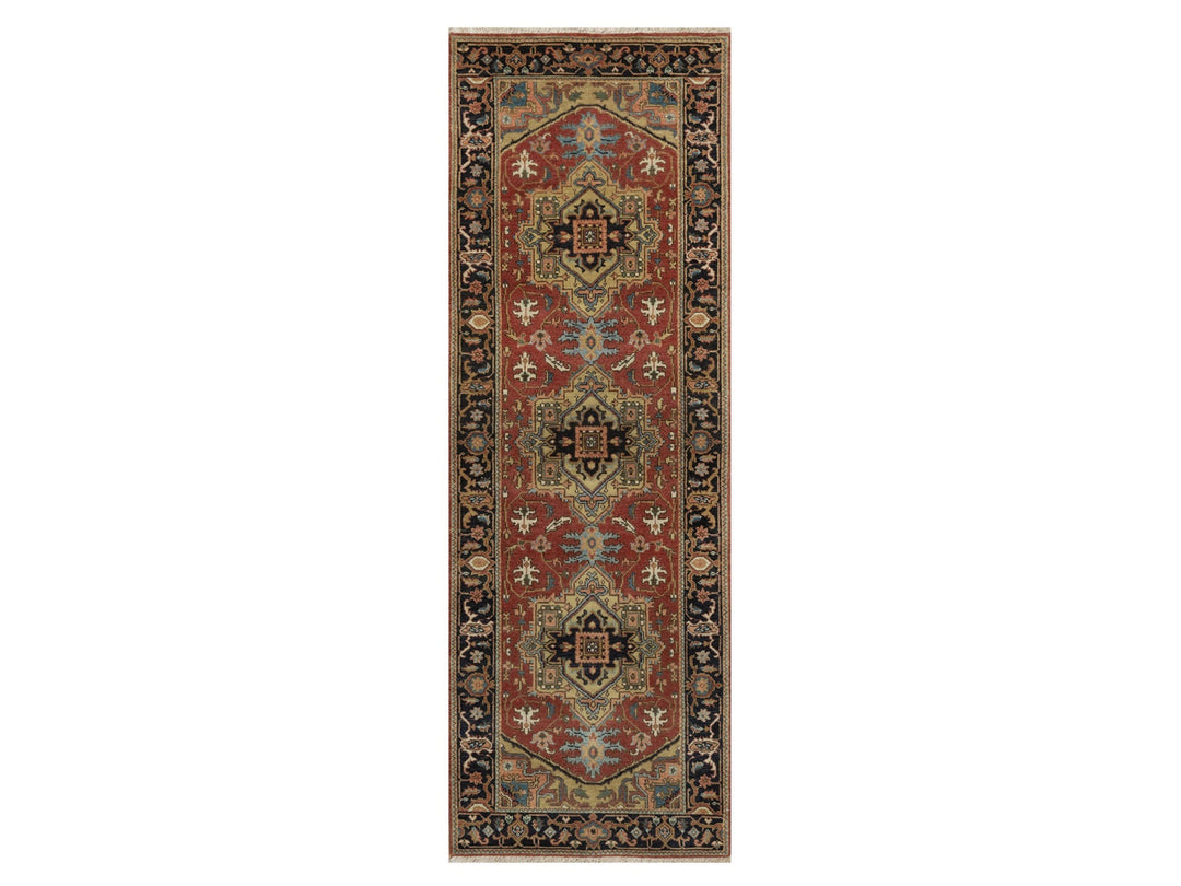 2'7" x 7'10" New Hand Knotted Red Wool Runner Oriental Rug - MOA10291251