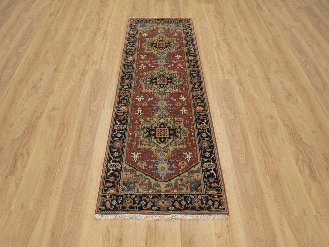 2'7" x 7'10" New Hand Knotted Red Wool Runner Oriental Rug - MOA10291251