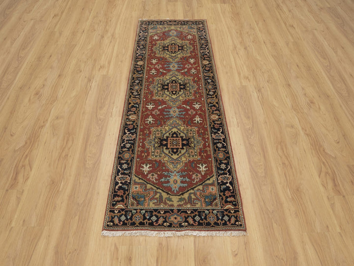 2'7" x 7'10" New Hand Knotted Red Wool Runner Oriental Rug - MOA10291251