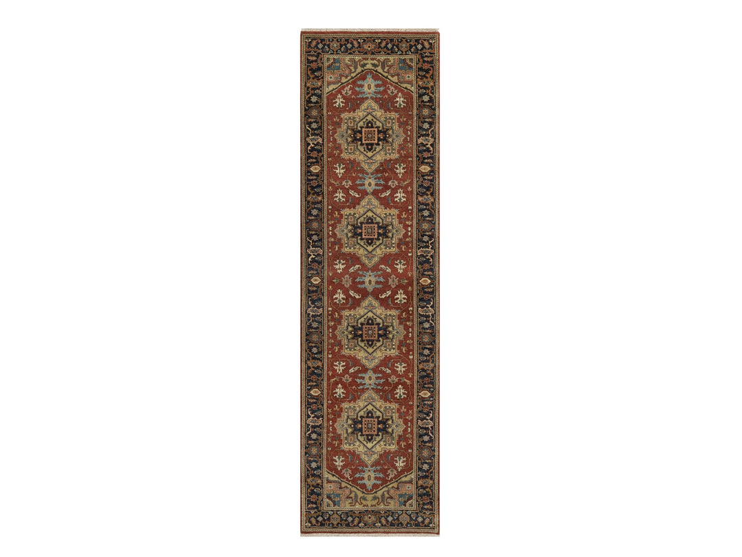 2'9" x 9'11" New Hand Knotted Red Wool Runner Oriental Rug - MOA10291254
