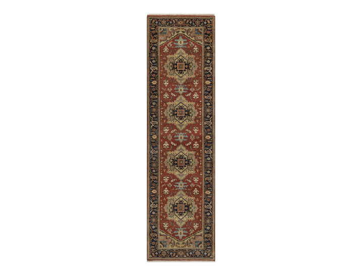 2'9" x 9'11" New Hand Knotted Red Wool Runner Oriental Rug - MOA10291254