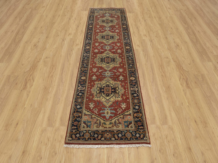 2'9" x 9'11" New Hand Knotted Red Wool Runner Oriental Rug - MOA10291254