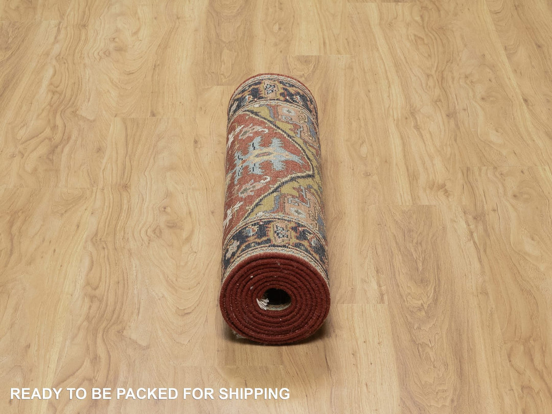 2'9" x 9'11" New Hand Knotted Red Wool Runner Oriental Rug - MOA10291254