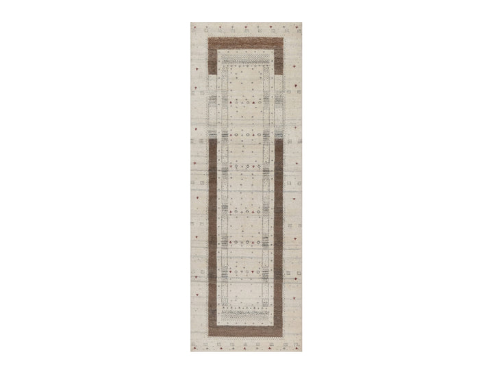 2'8" x 7'11" New Hand Knotted Ivory Wool Runner Oriental Rug - MOA10291259