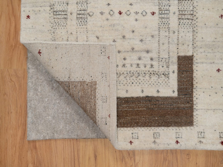 2'7" x 3'11" New Hand Knotted Ivory Wool Rectangle Oriental Rug - MOA10291261