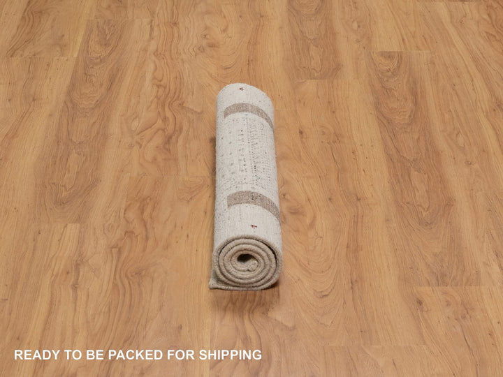 2'7" x 3'11" New Hand Knotted Ivory Wool Rectangle Oriental Rug - MOA10291261
