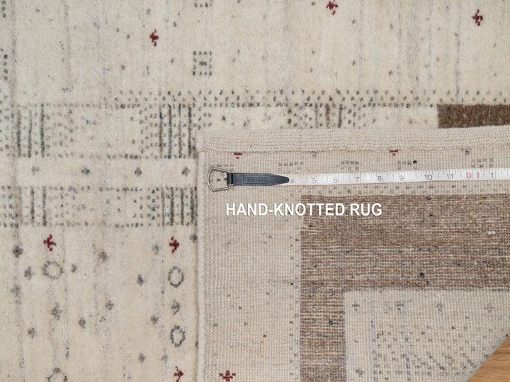 2'7" x 3'11" New Hand Knotted Ivory Wool Rectangle Oriental Rug - MOA10291261
