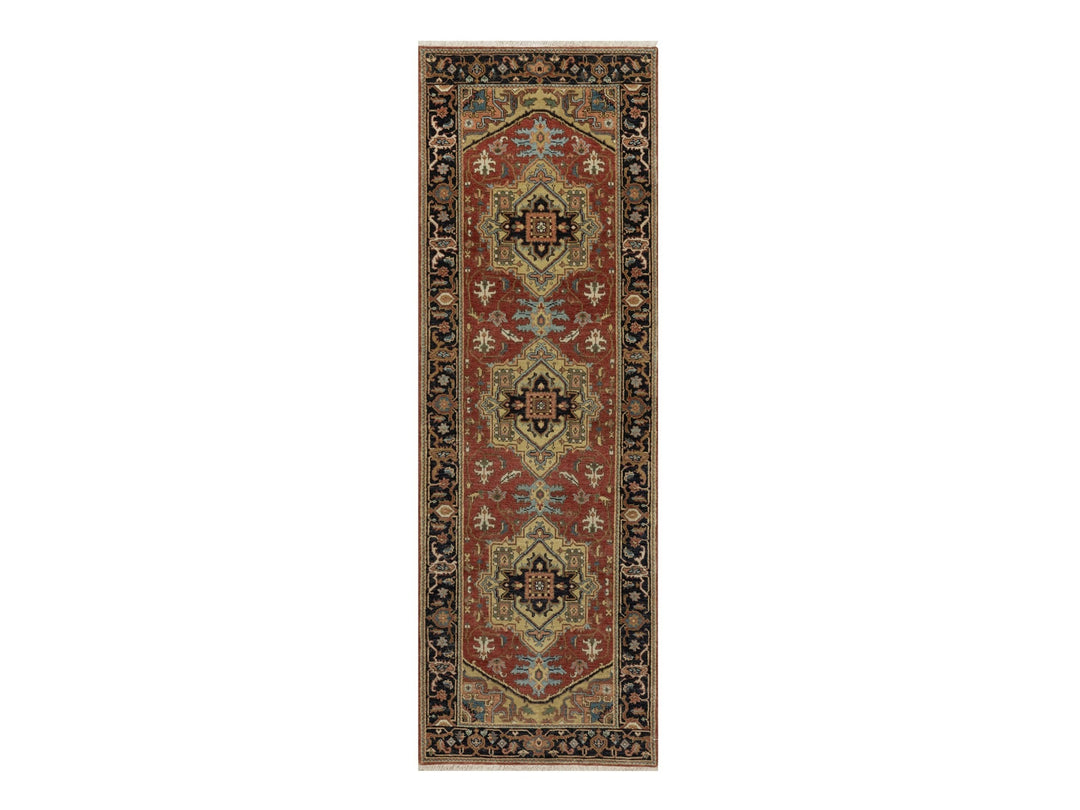 2'7" x 7'11" New Hand Knotted Red Wool Runner Oriental Rug - MOA10291263
