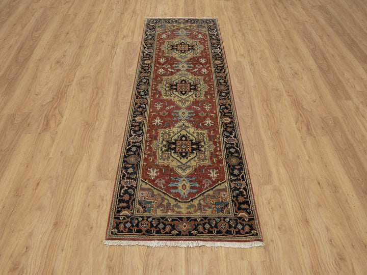 2'7" x 7'11" New Hand Knotted Red Wool Runner Oriental Rug - MOA10291263