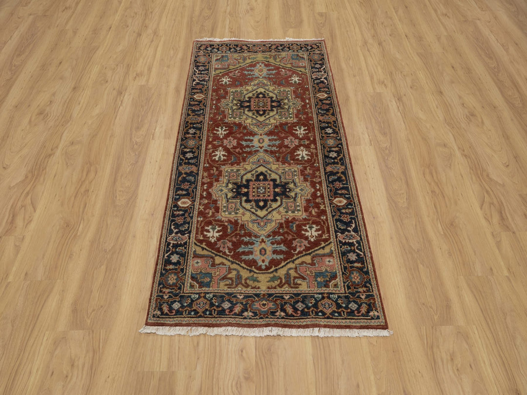 2'10" x 5'11" New Hand Knotted Red Wool Runner Oriental Rug - MOA10291264