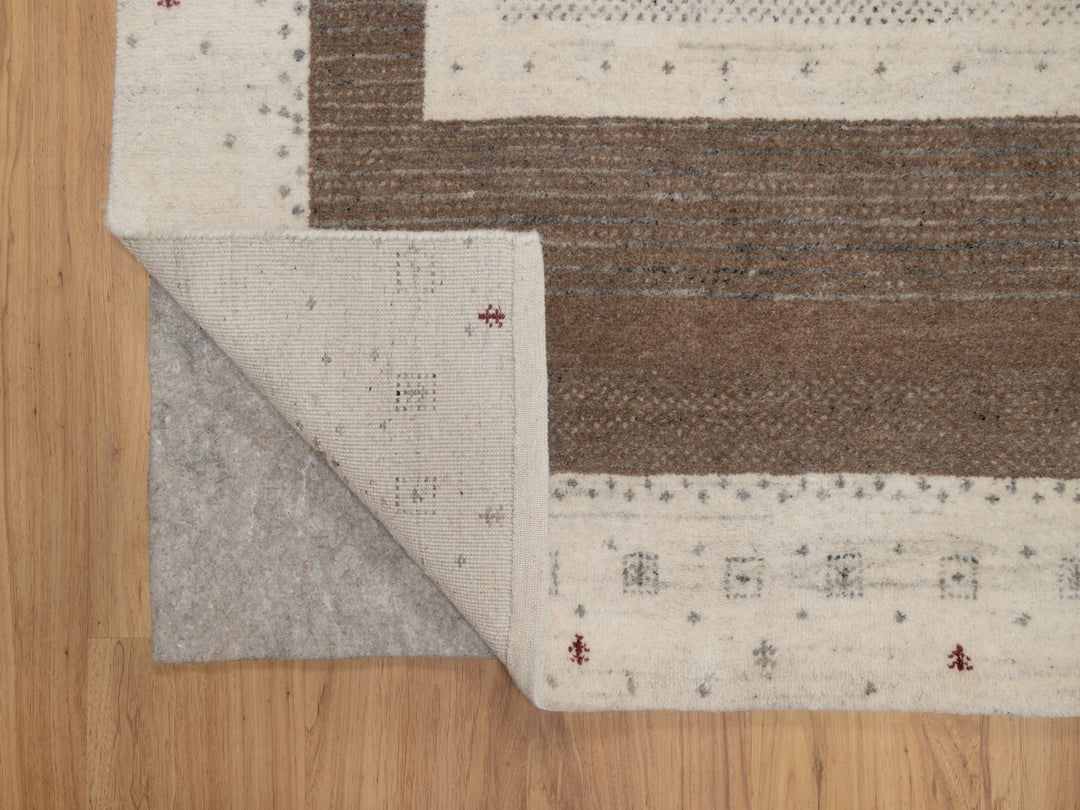 4'11" x 7'0" New Hand Knotted Ivory Wool Rectangle Oriental Rug - MOA10291267