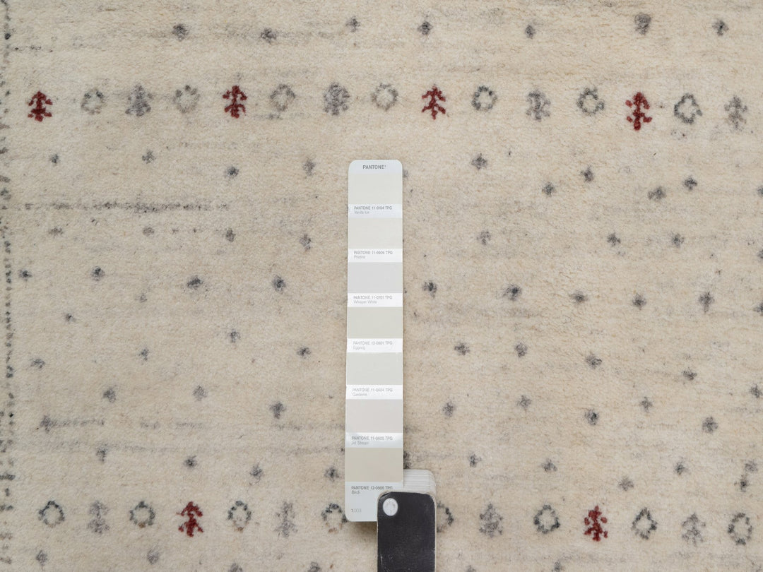 4'11" x 7'0" New Hand Knotted Ivory Wool Rectangle Oriental Rug - MOA10291267