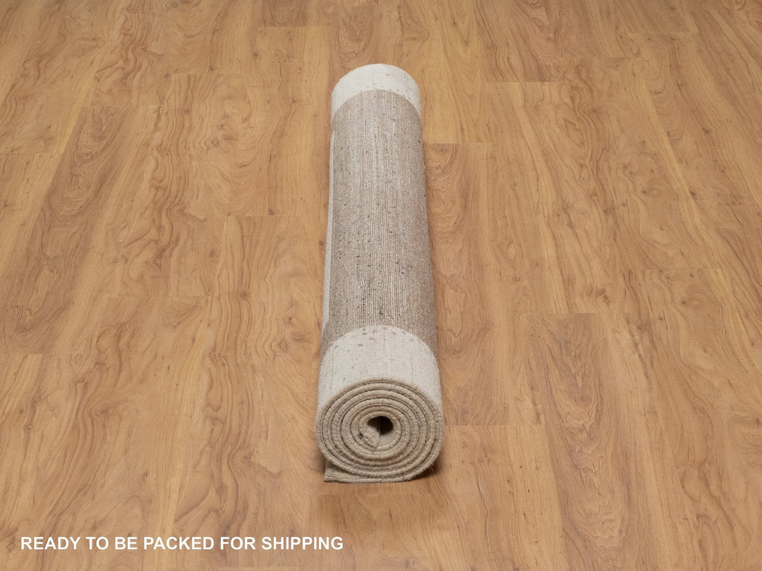 4'11" x 7'0" New Hand Knotted Ivory Wool Rectangle Oriental Rug - MOA10291267