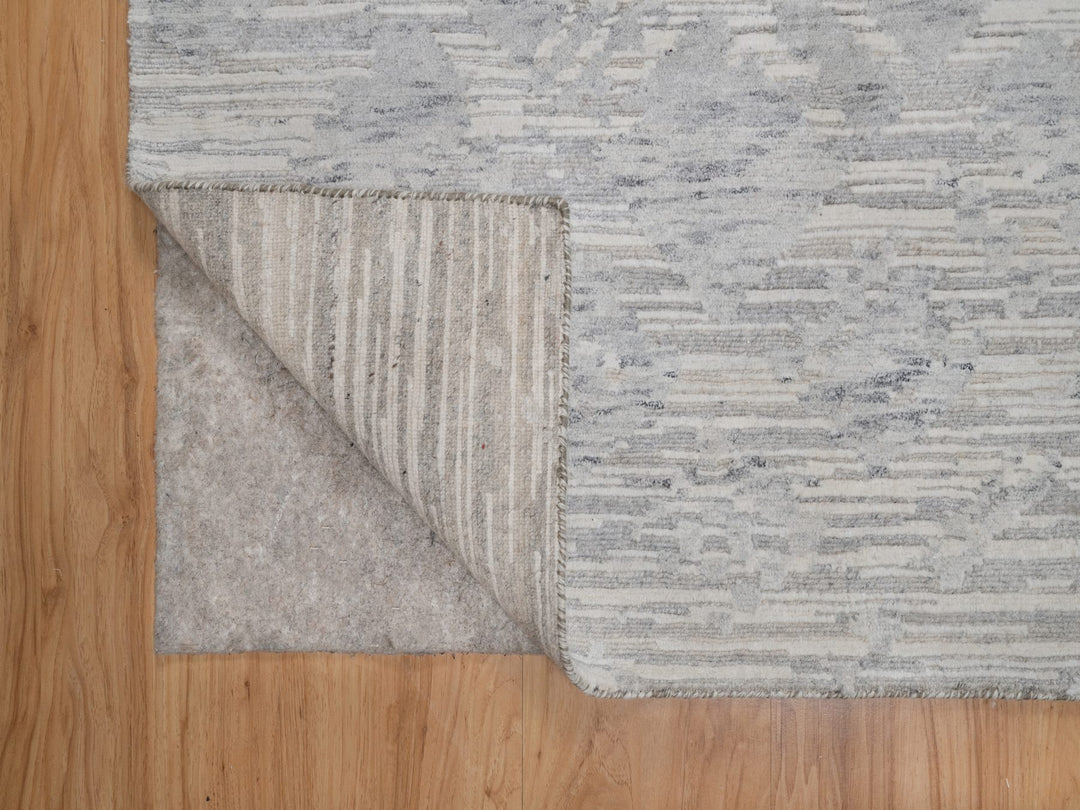 3'0" x 5'3" New Hand Knotted Grey Wool Rectangle Oriental Rug - MOA10291269