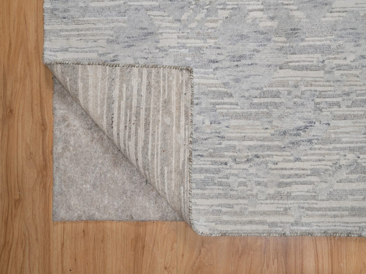 3'0" x 5'1" New Hand Knotted Grey Wool Rectangle Oriental Rug - MOA10291280