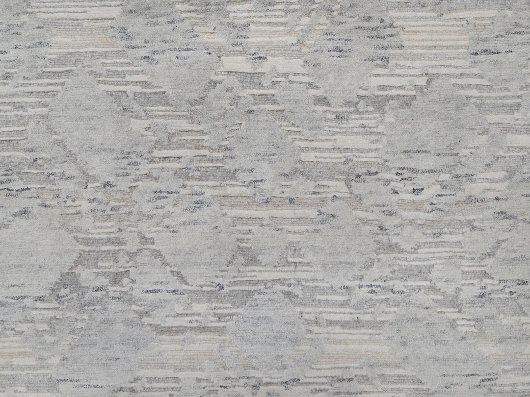 3'0" x 5'1" New Hand Knotted Grey Wool Rectangle Oriental Rug - MOA10291280