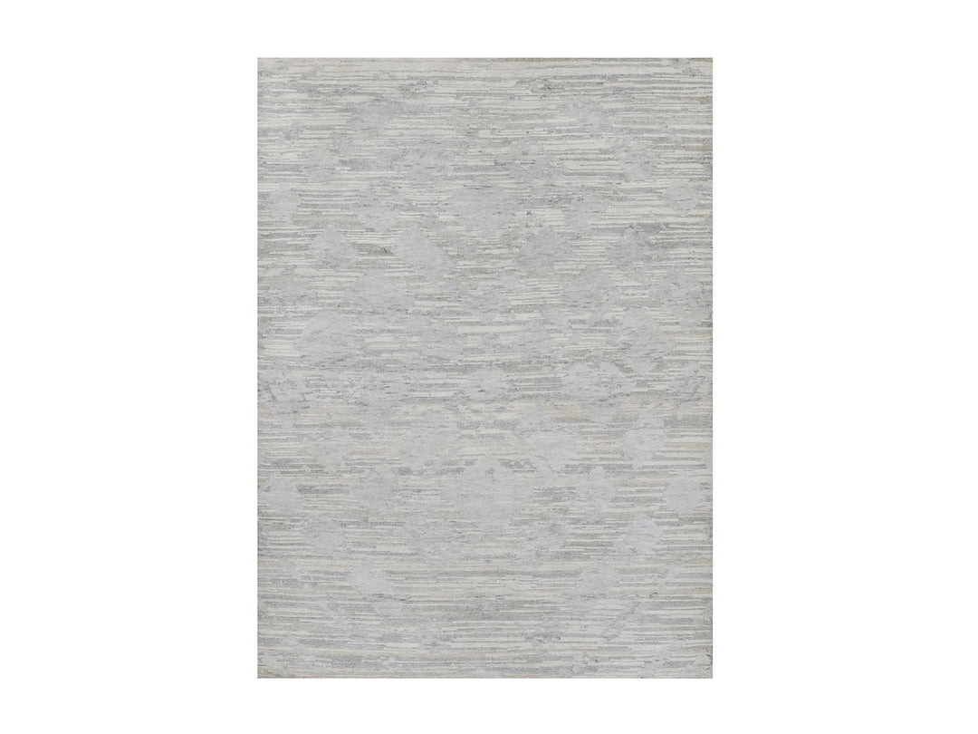 4'1" x 6'0" New Hand Knotted Grey Wool Rectangle Oriental Rug - MOA10291281
