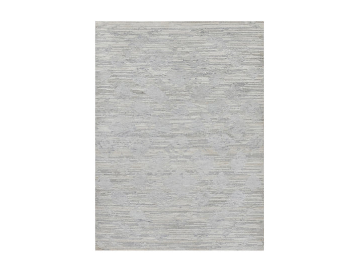 4'1" x 6'0" New Hand Knotted Grey Wool Rectangle Oriental Rug - MOA10291281