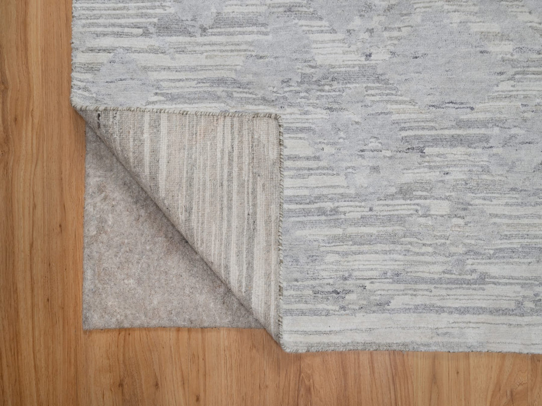 4'1" x 6'0" New Hand Knotted Grey Wool Rectangle Oriental Rug - MOA10291281