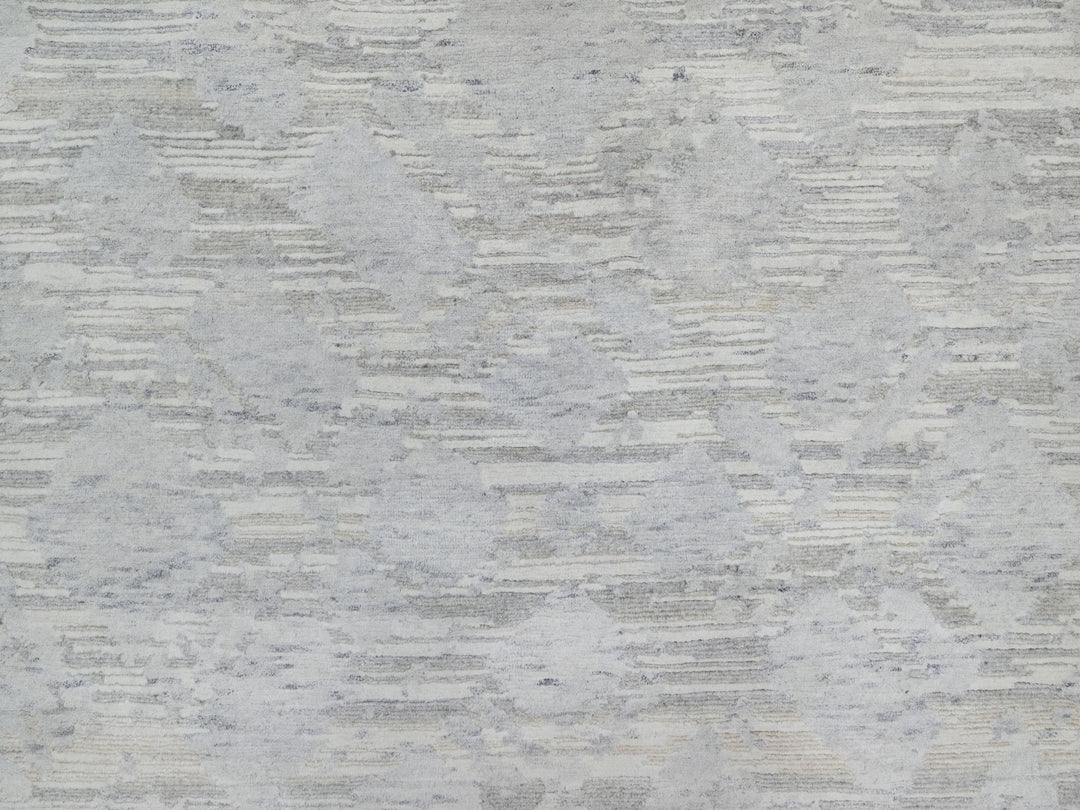 4'1" x 6'0" New Hand Knotted Grey Wool Rectangle Oriental Rug - MOA10291281
