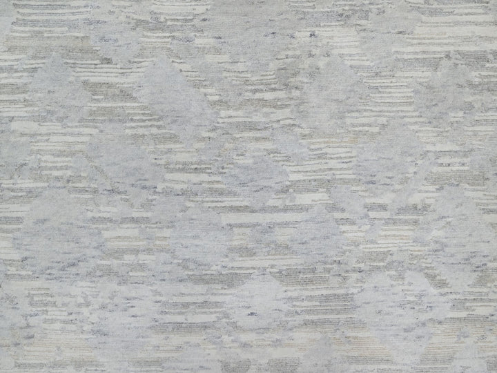 4'1" x 6'0" New Hand Knotted Grey Wool Rectangle Oriental Rug - MOA10291281