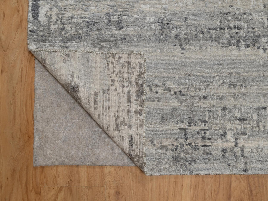 8'2" x 10'1" New Hand Knotted Grey Wool Rectangle Oriental Rug - MOA10291282
