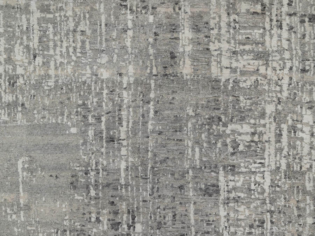 8'2" x 10'1" New Hand Knotted Grey Wool Rectangle Oriental Rug - MOA10291282