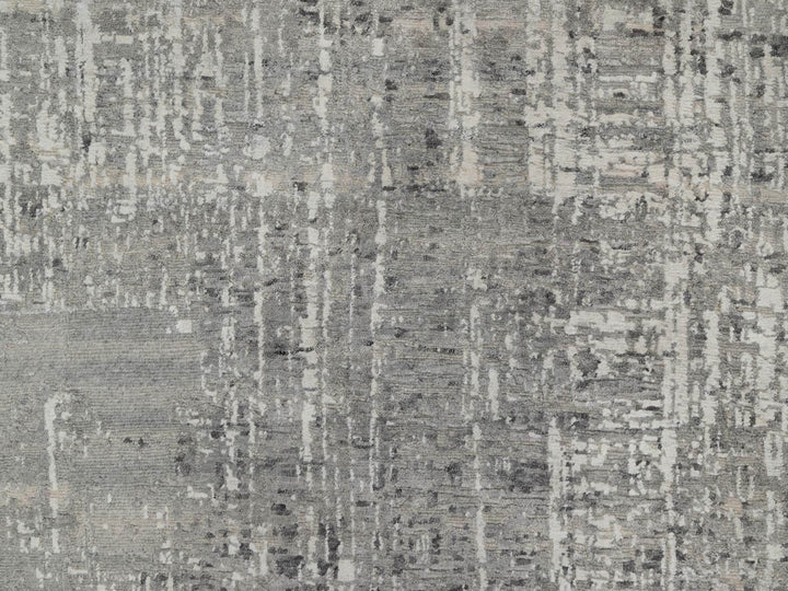 8'2" x 10'1" New Hand Knotted Grey Wool Rectangle Oriental Rug - MOA10291282