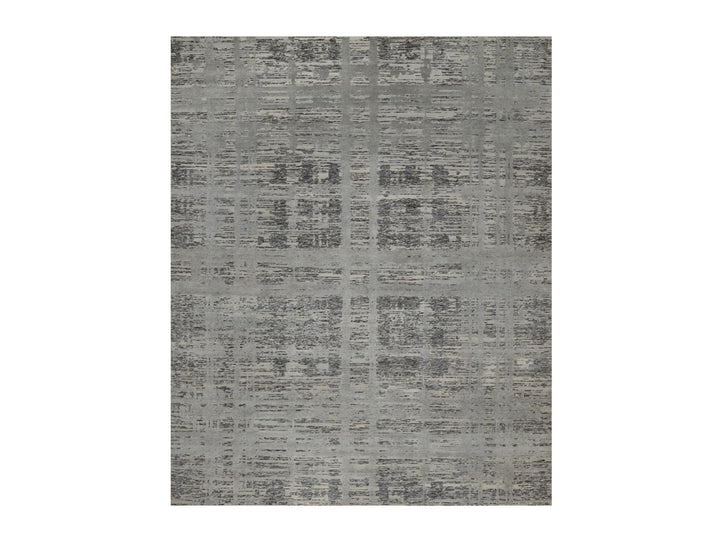 8'1" x 9'11" New Hand Knotted Grey Wool Rectangle Oriental Rug - MOA10291283