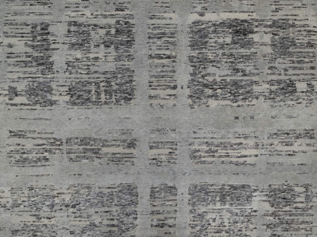 8'1" x 9'11" New Hand Knotted Grey Wool Rectangle Oriental Rug - MOA10291283