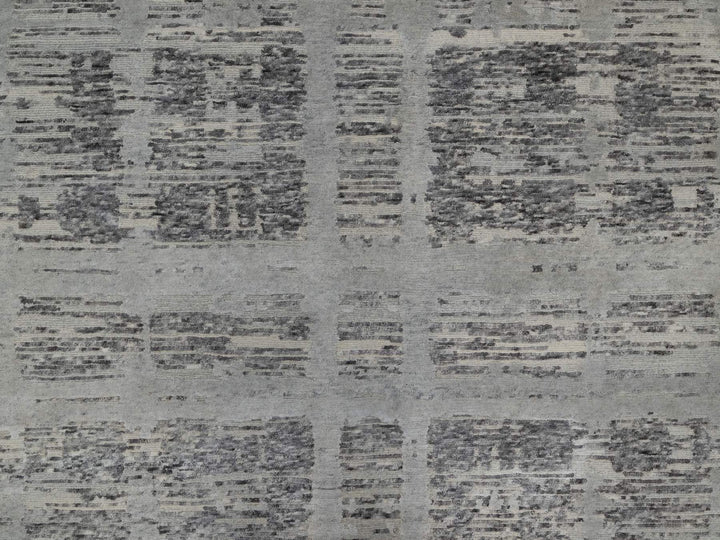 8'1" x 9'11" New Hand Knotted Grey Wool Rectangle Oriental Rug - MOA10291283