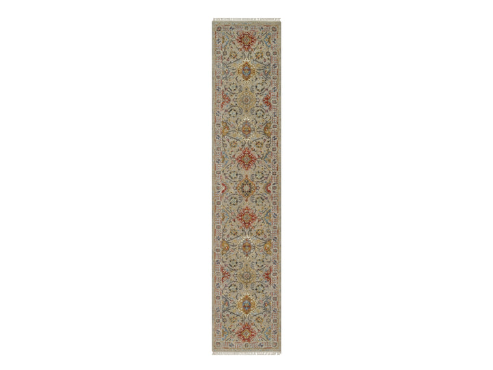 2'6" x 11'10" New Hand Knotted Brown Wool & Pure Silk Runner Oriental Rug - MOA10291286