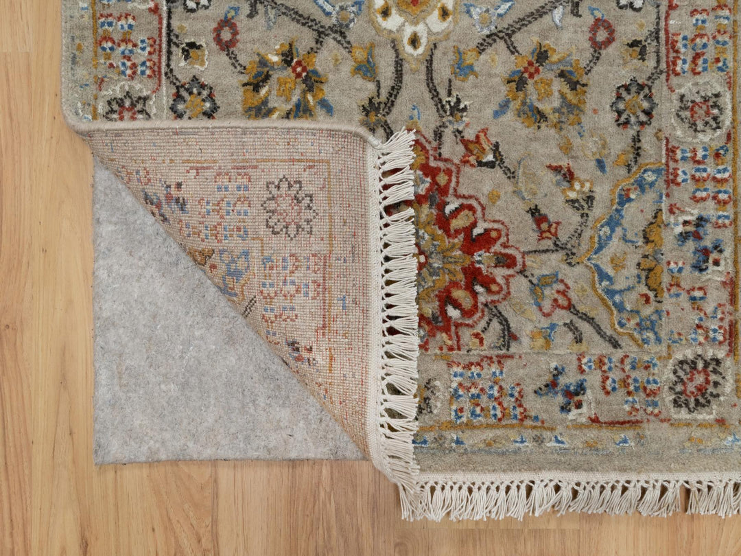 2'6" x 11'10" New Hand Knotted Beige Wool & Pure Silk Runner Oriental Rug - MOA10291286