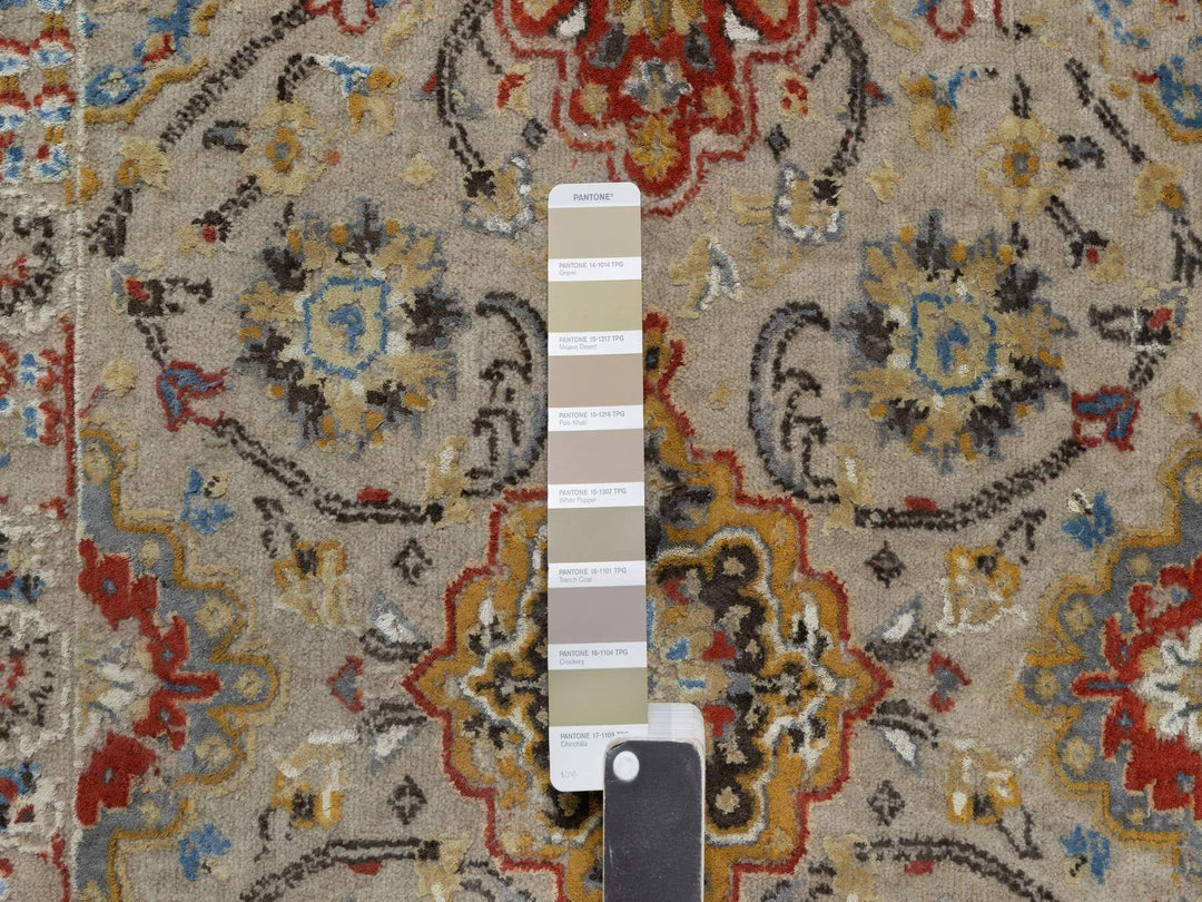 2'6" x 11'10" New Hand Knotted Beige Wool & Pure Silk Runner Oriental Rug - MOA10291286