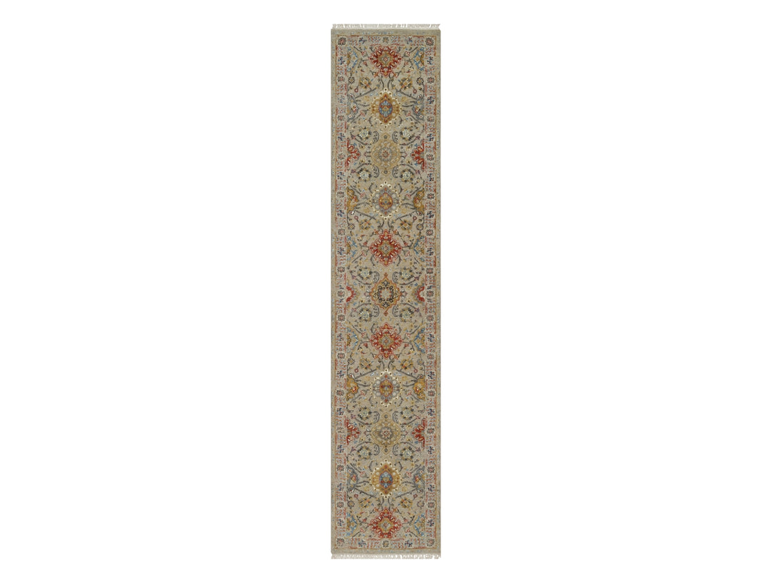 2'6" x 11'10" New Hand Knotted Brown Wool & Pure Silk Runner Oriental Rug - MOA10291287