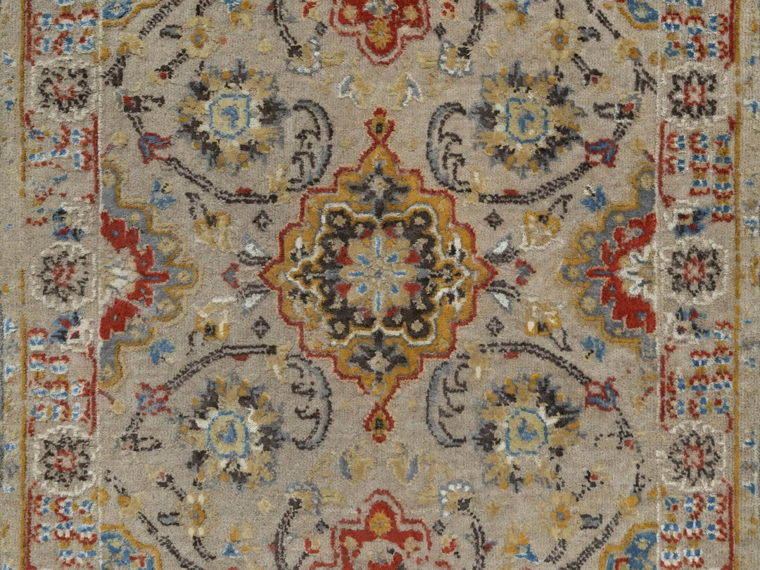 2'6" x 11'10" New Hand Knotted Beige Wool & Pure Silk Runner Oriental Rug - MOA10291287