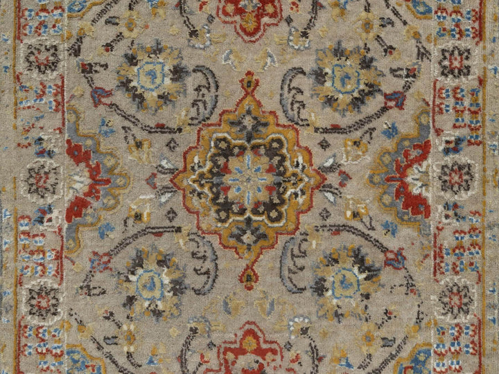 2'6" x 11'10" New Hand Knotted Beige Wool & Pure Silk Runner Oriental Rug - MOA10291287