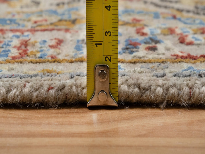 2'6" x 11'10" New Hand Knotted Beige Wool & Pure Silk Runner Oriental Rug - MOA10291287