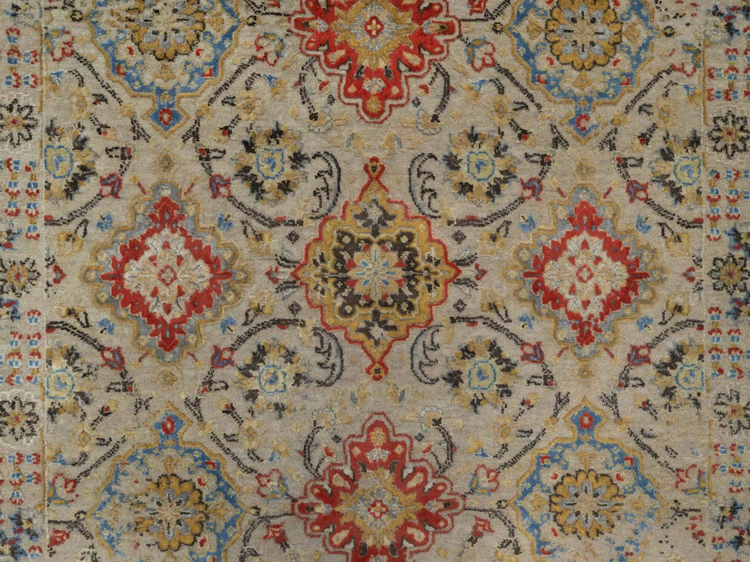 4'1" x 5'11" New Hand Knotted Brown Wool & Pure Silk Rectangle Oriental Rug - MOA10291288