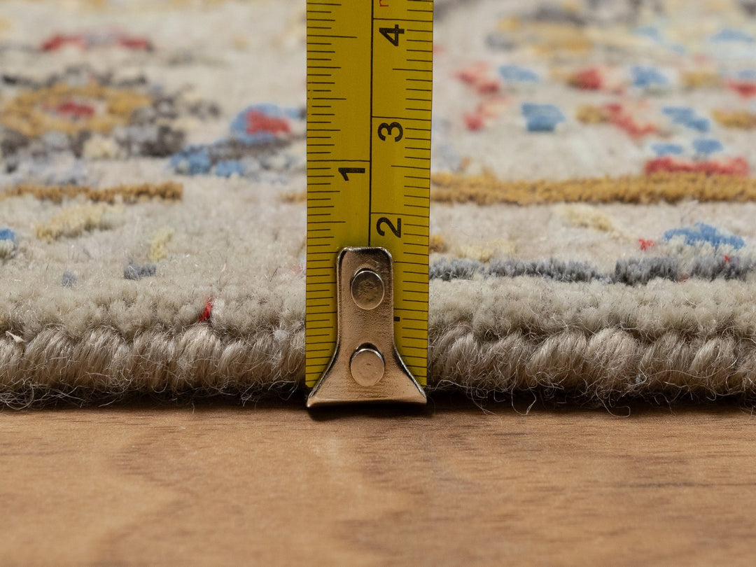 4'1" x 5'11" New Hand Knotted Brown Wool & Pure Silk Rectangle Oriental Rug - MOA10291288